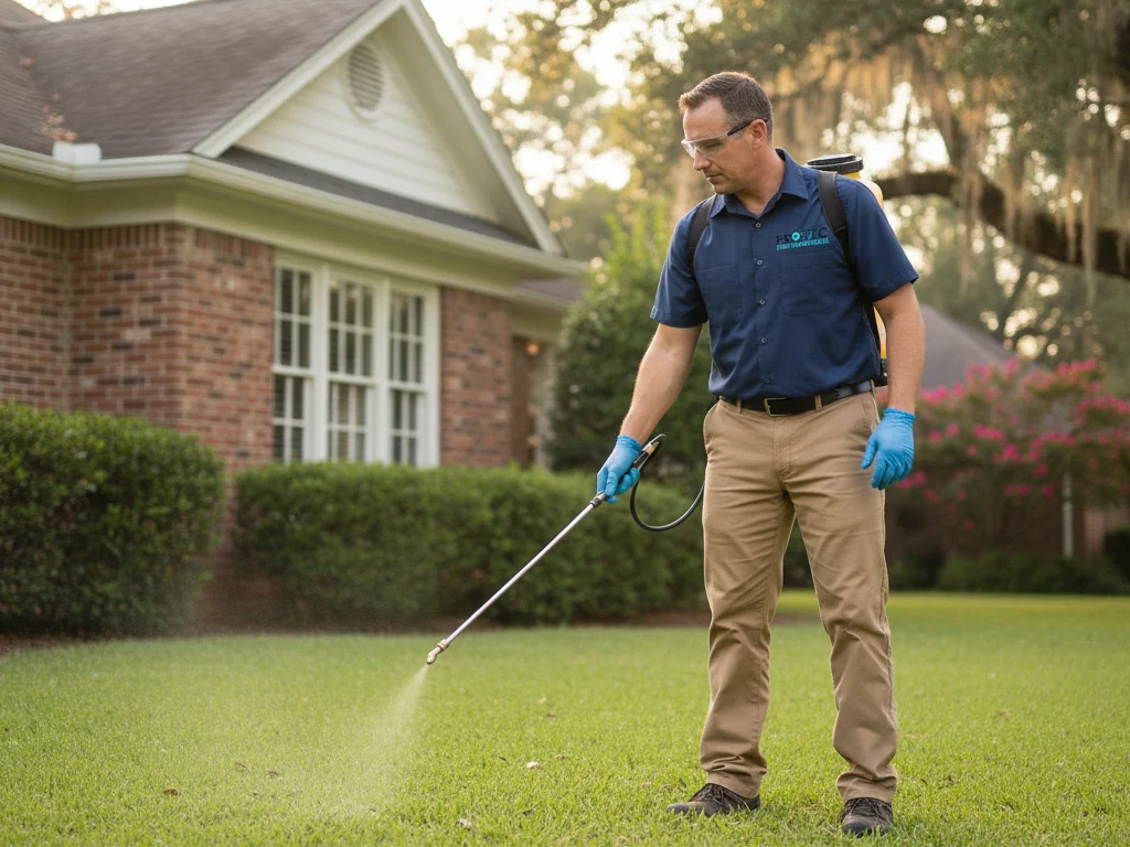 technician spraying home pest control baton rouge pro tec