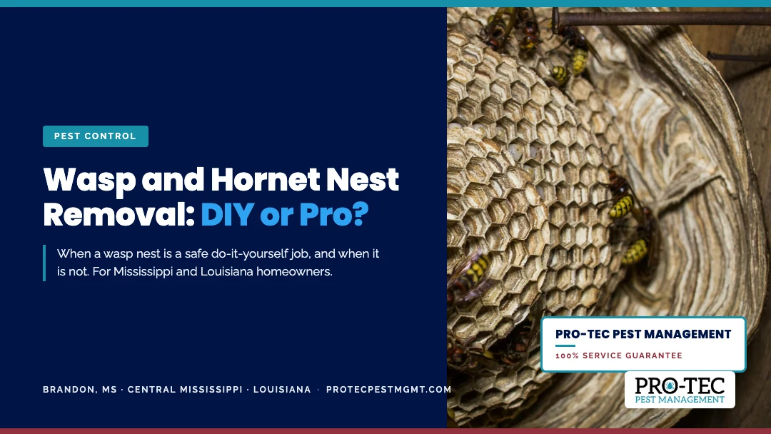 wasp hornet nest removal cover Paper wasps on a nest, wasp and hornet nest removal guide for MS and LA homeowners